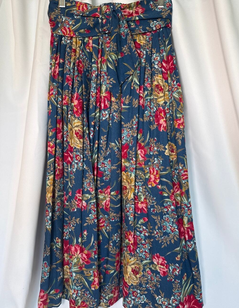 Vintage Susan Bristol Floral Midi Skirt Cottagecore Belted Size 4